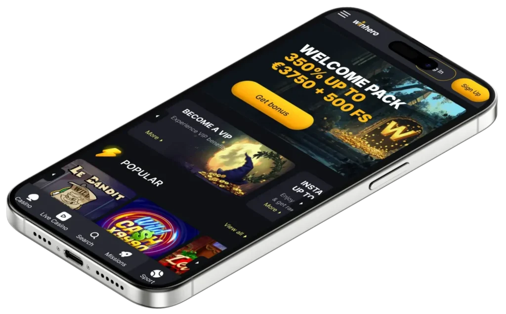 Winhero Casino App-schermafbeelding